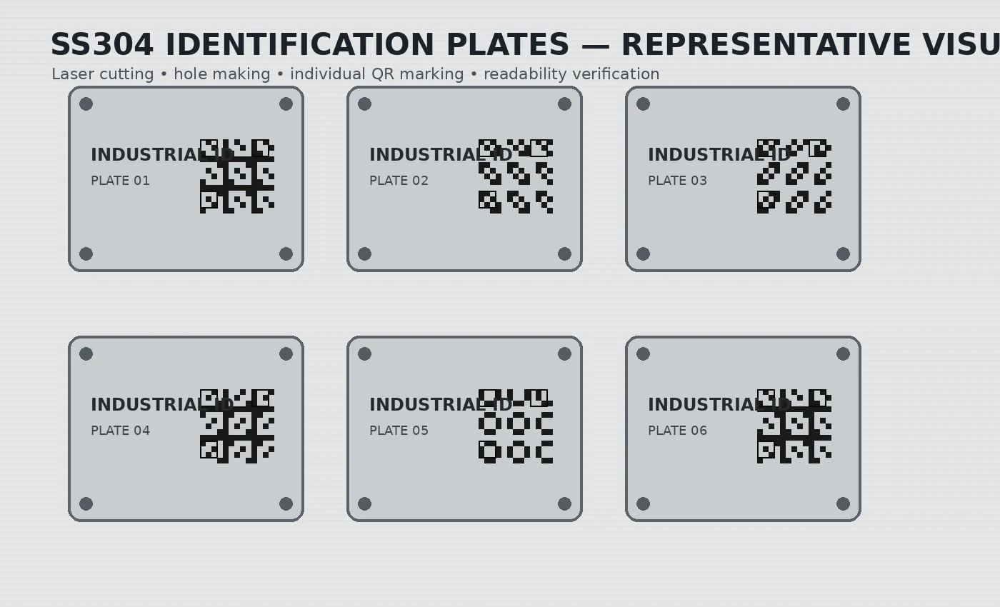 Representative visualization of SS304 QR identification plates